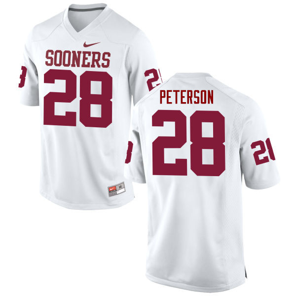 Oklahoma Sooners #28 Adrian Peterson College Football Jerseys Game-White